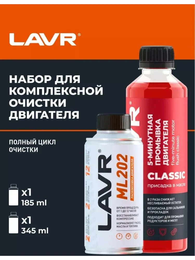 LAVR очиститель Ln2505 Набор для комплексной очистки двигателя ML202 0.19 л