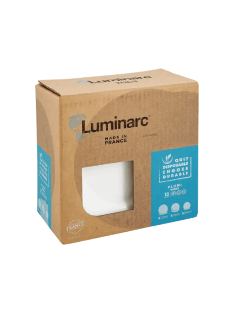 PLUMI WHITE столовый сервиз на 6 персон из 18 предметов LUMINARC