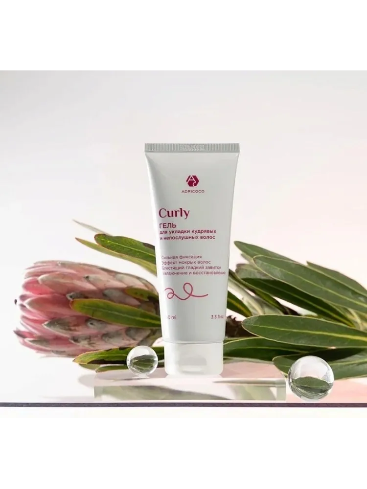 ADRICOCO Curly с эффектом мокрых волос гель сильная фиксация 100 мл 130514381