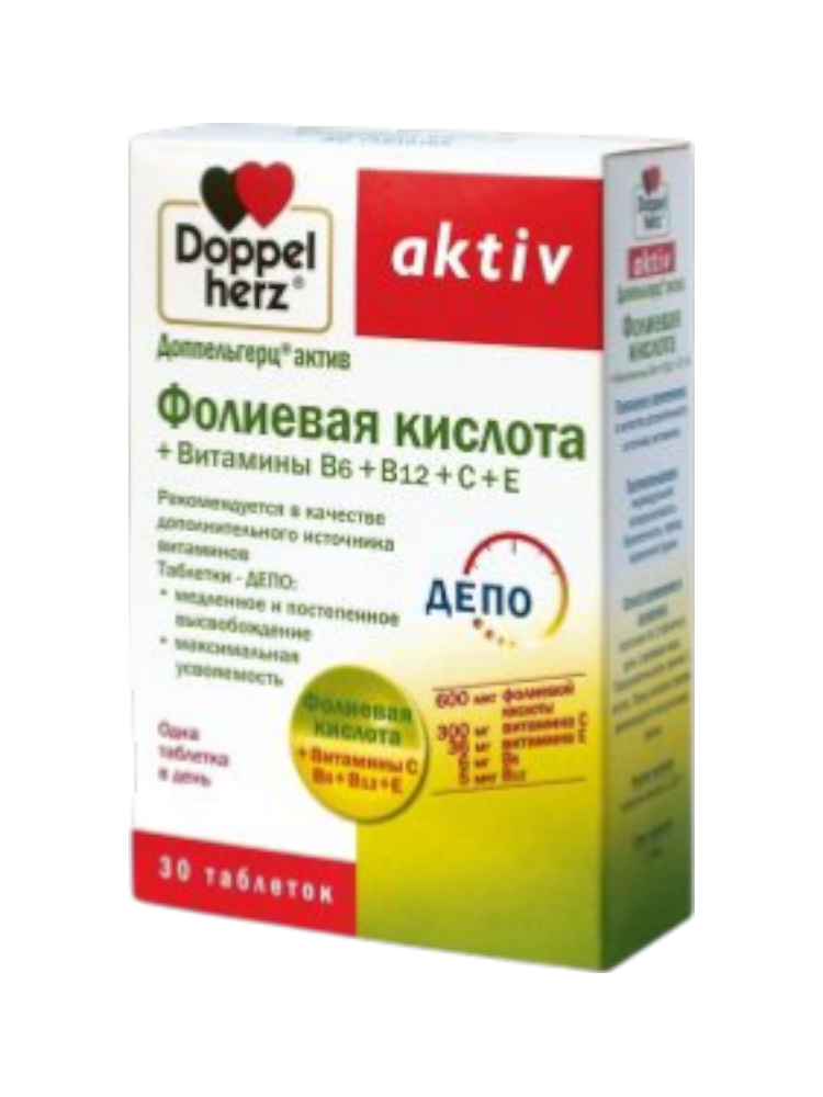 Доппельгерц Актив Фол.к-т+В6+В12+С+Е №30
