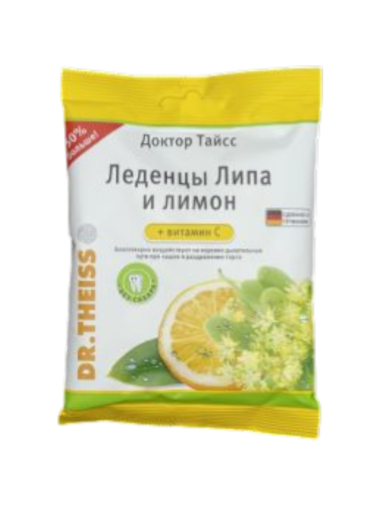 Доктор Тайсс леденцы от кашля Липа+Лимон+Вит.С 75,0