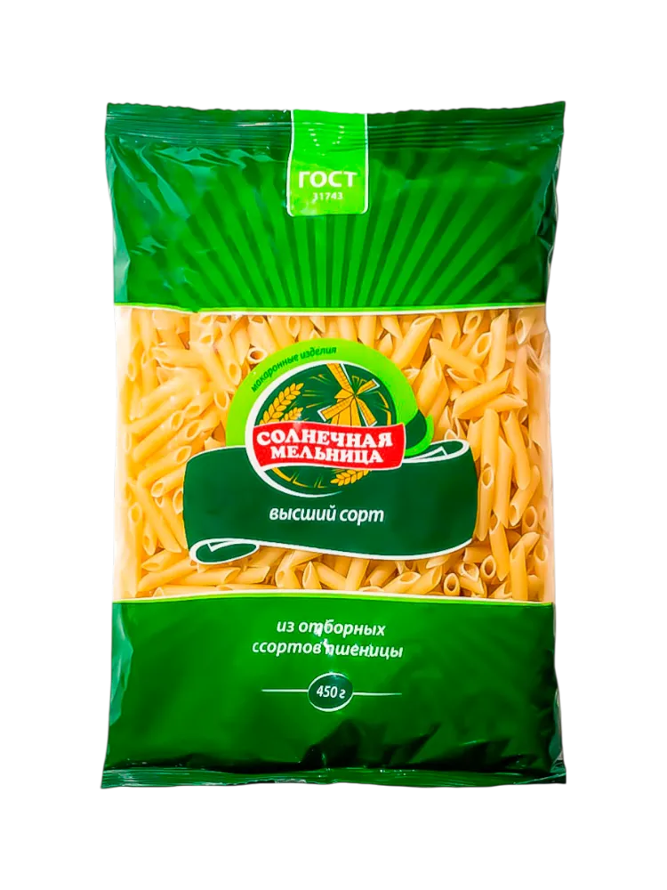 МАКАРОНЫ СОЛНЕЧНАЯ МЕЛЬНИЦА 450Г ПЕРЬЯ (28)