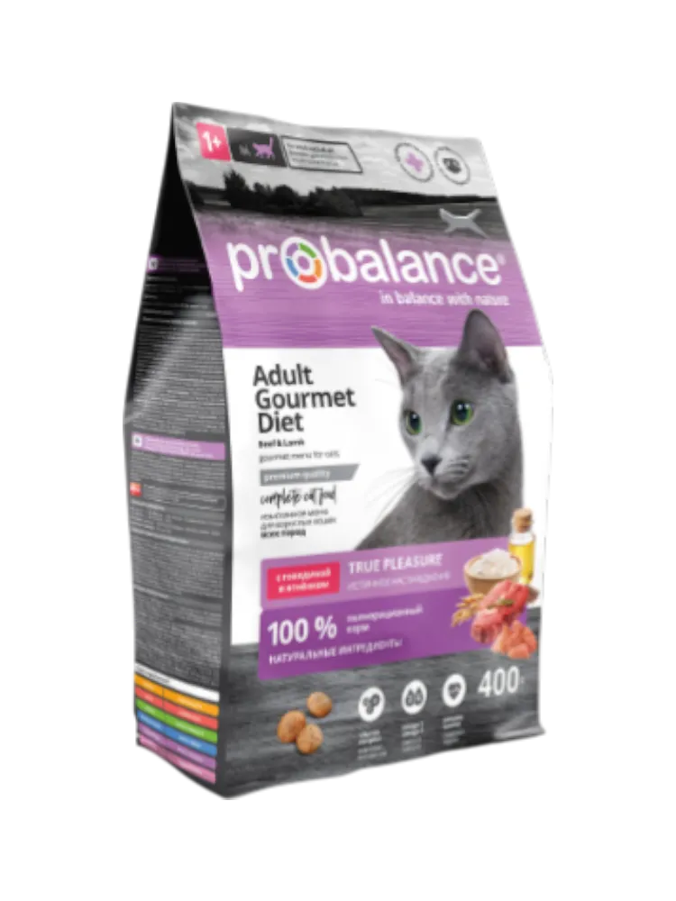 КОРМ Д/КОШЕК PROBALANCE GOURMET DIET С ГОВЯДИНОЙ И ЯГНЕНКОМ 400Г