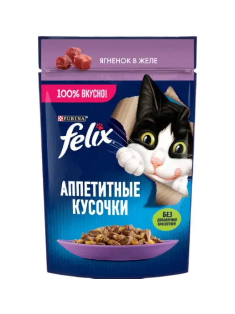 КОРМ Д/КОШЕК FELIX АППЕТИТНЫЕ КУСОЧКИ ЯГНЕНОК 75Г