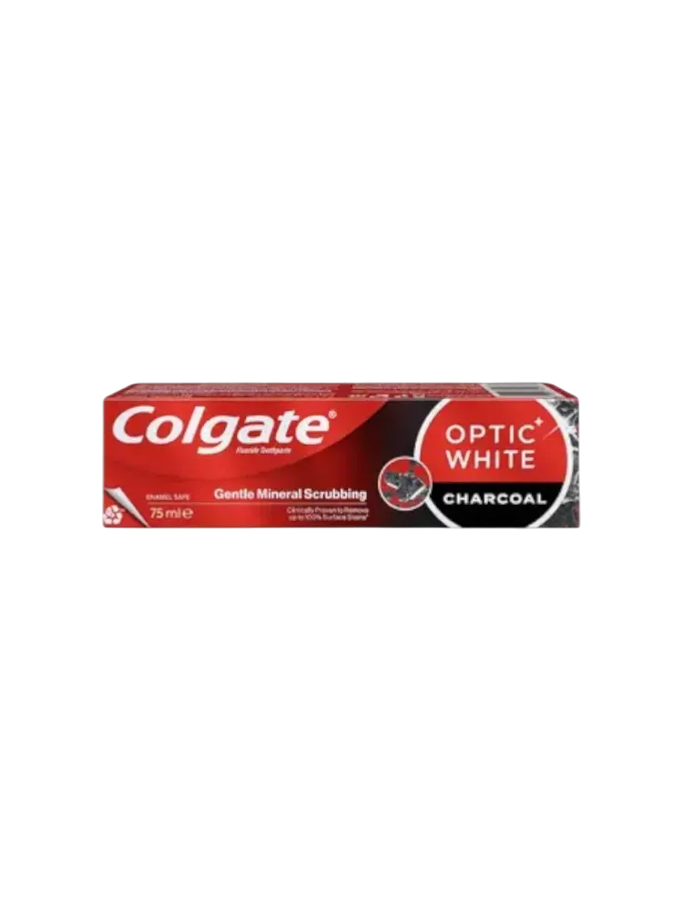 ЗУБ ПАСТА COLGATE ОПТИК ВАЙТ ДРЕВЕСНЫЙ УГОЛЬ 75МЛ - фото 1