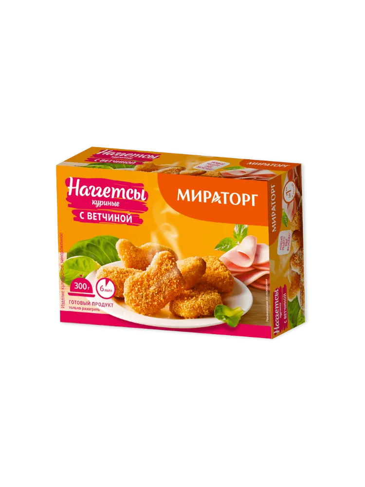 НАГГЕТСЫ КУРИНЫЕ МИРАТОРГ 300Г С ВЕТЧИНОЙ