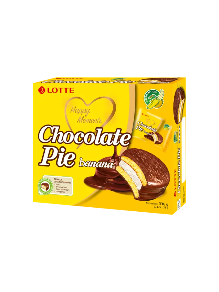 РАХАТ ПЕЧЕНЬЕ LOTTE CHOCOLATE PIE 336Г БАНАН