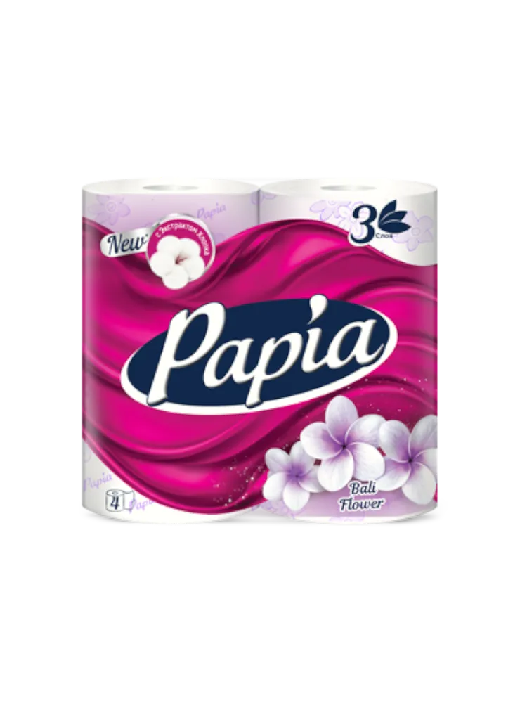 ТУАЛЕТ БУМАГА PAPIA 3-Х СЛ 4РУЛ BALI FLOWER