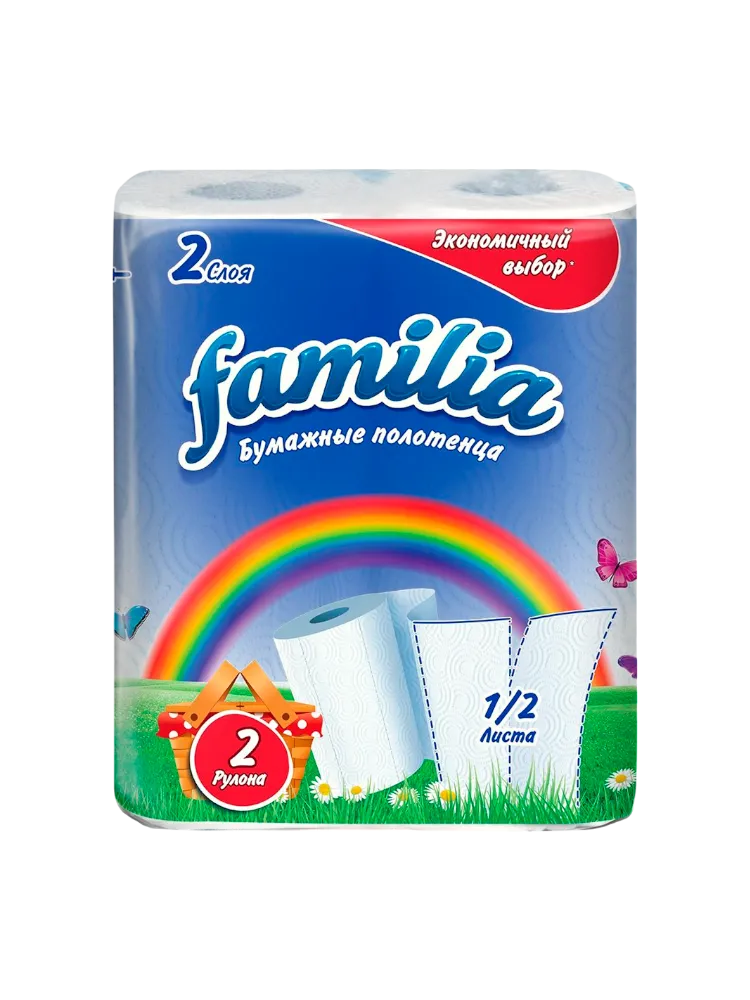 ПОЛОТЕНЦА БУМАЖНЫЕ FAMILIYA 2-Х СЛ 2РУЛ RAINBOW