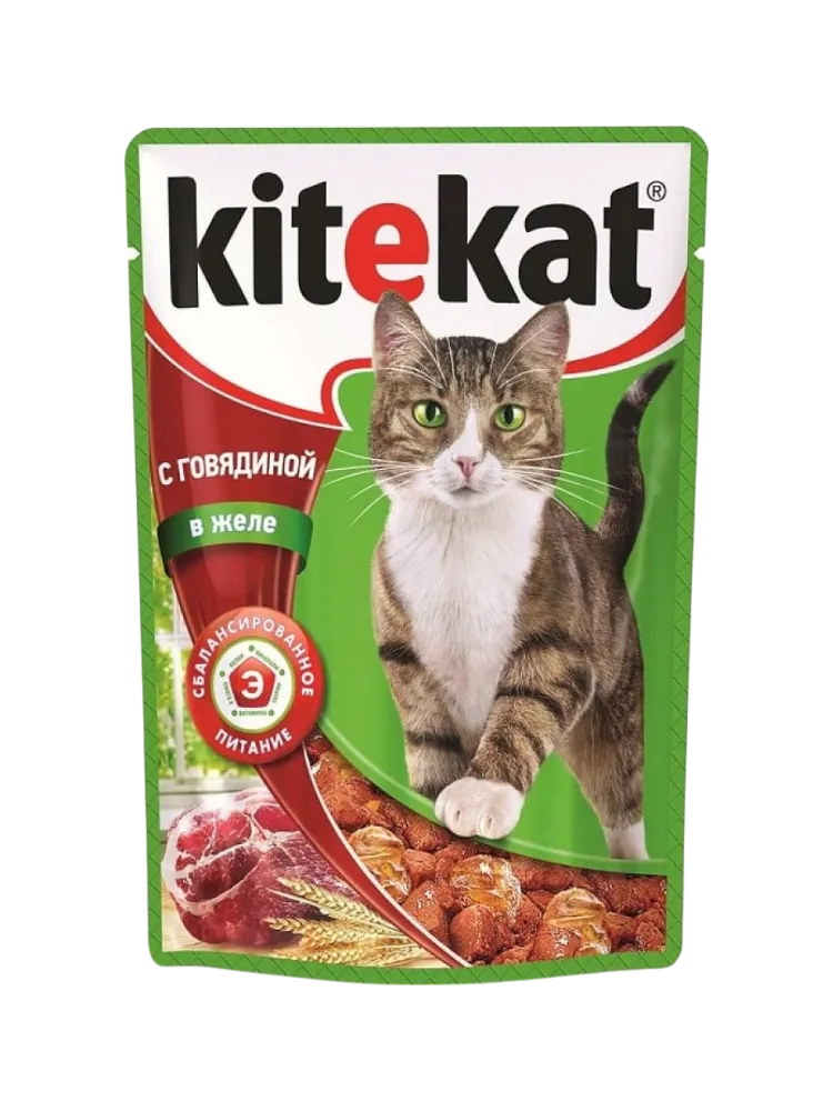 КОРМ Д/КОШЕК KITEKAT 85Г ЖЕЛЕ ГОВЯДИНА 
