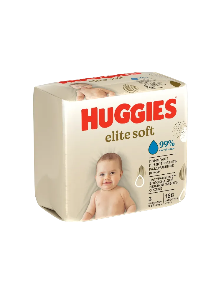 САЛФЕТКИ ВЛАЖ HUGGIES ELITE SOFT TRIPLO 3*56ШТ ДЕТ 