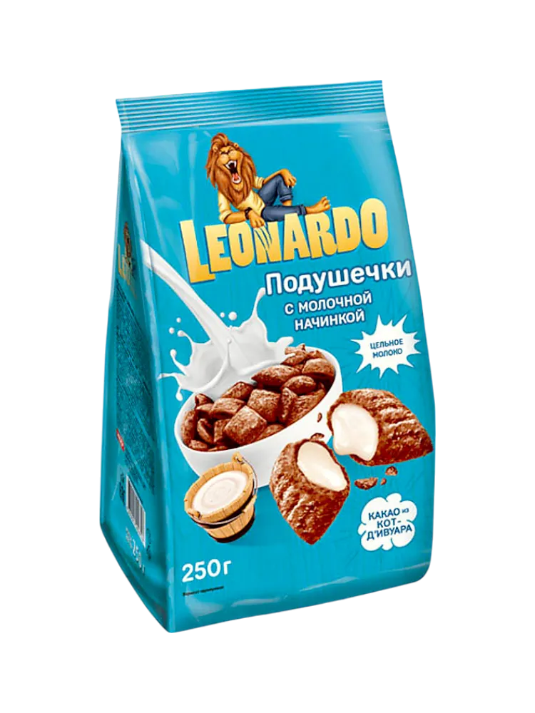 ПОДУШЕЧКИ LEONARDO 250ГР МОЛОЧНОЙ НАЧИНКОЙ