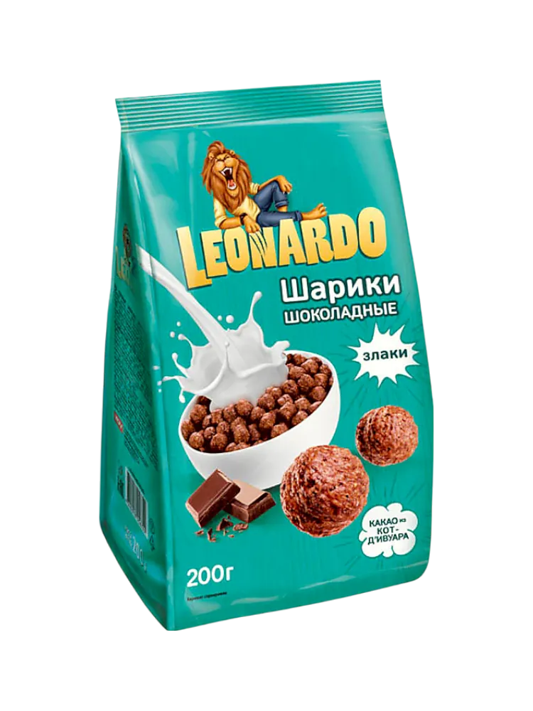 СУХ ЗАВТРАК LEONARDO 200ГР ШОКОЛАДНЫЕ ШАРИКИ