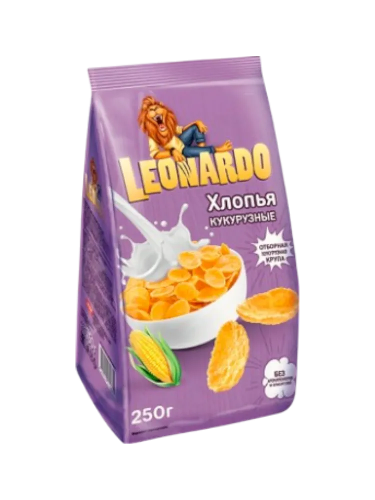 ХЛОПЬЯ КУКУРУЗНЫЕ LEONARDO 250ГР