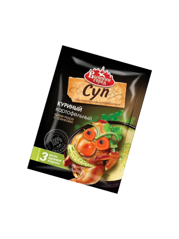 СУП ВЫШНИЙ ГОРОД 20 ГР КУРИНЫЙ КАРТОФЕЛЬНЫЙ КРЕМ-ПЮРЕ С ГРЕНКАМИ 