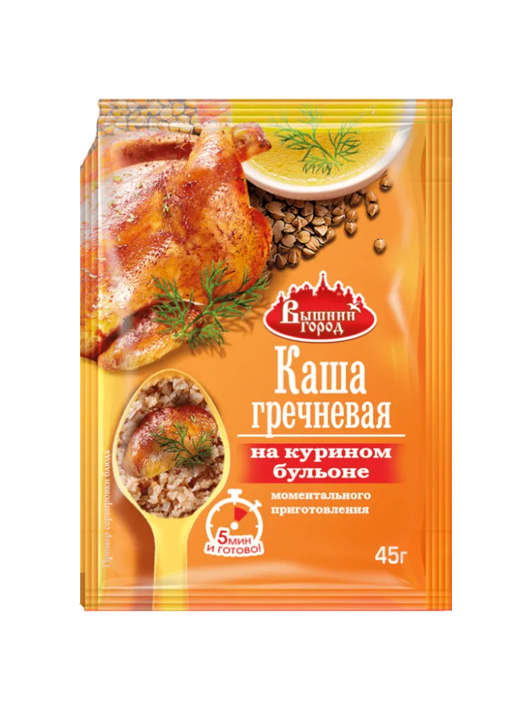 КАША ВЫШНИЙ ГОРОД 45Г ГРЕЧНЕВАЯ НА КУРИН БУЛЬОНЕ М/П