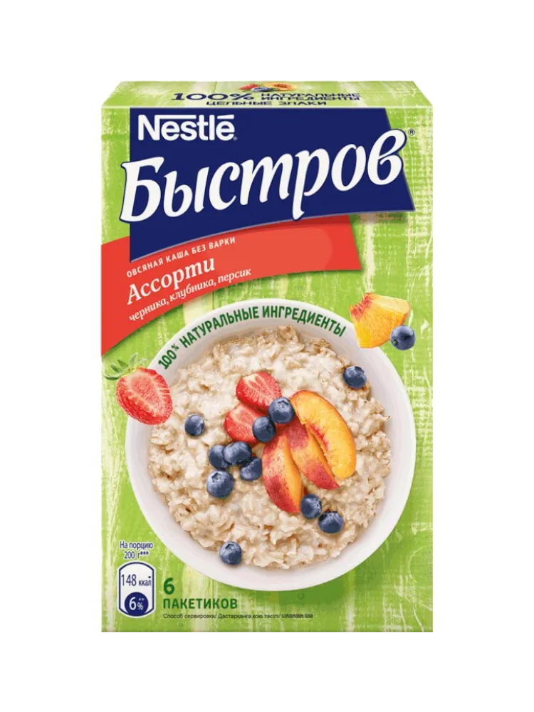 КАША БЫСТРОВ 240Г ОВС АССОРТИ СЛИВКИ