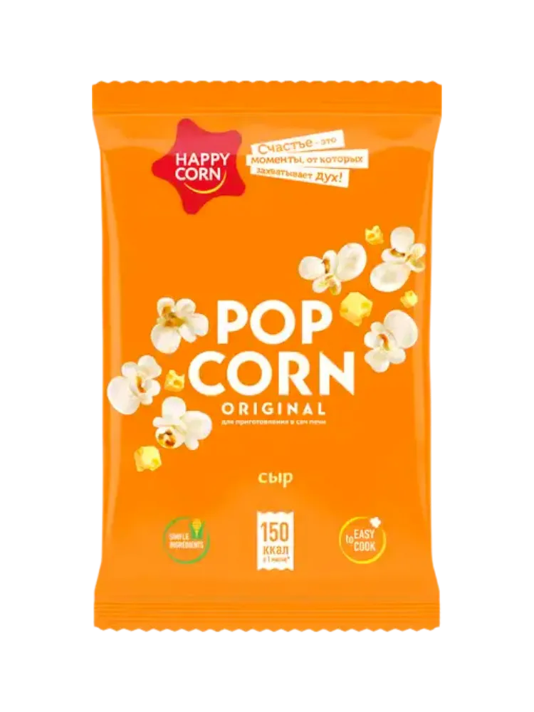 ЗЕРНО КУКУРУЗЫ "HAPPY CORN" 100Г ДЛЯ СВЧ СЫРНЫЙ 24ШТ