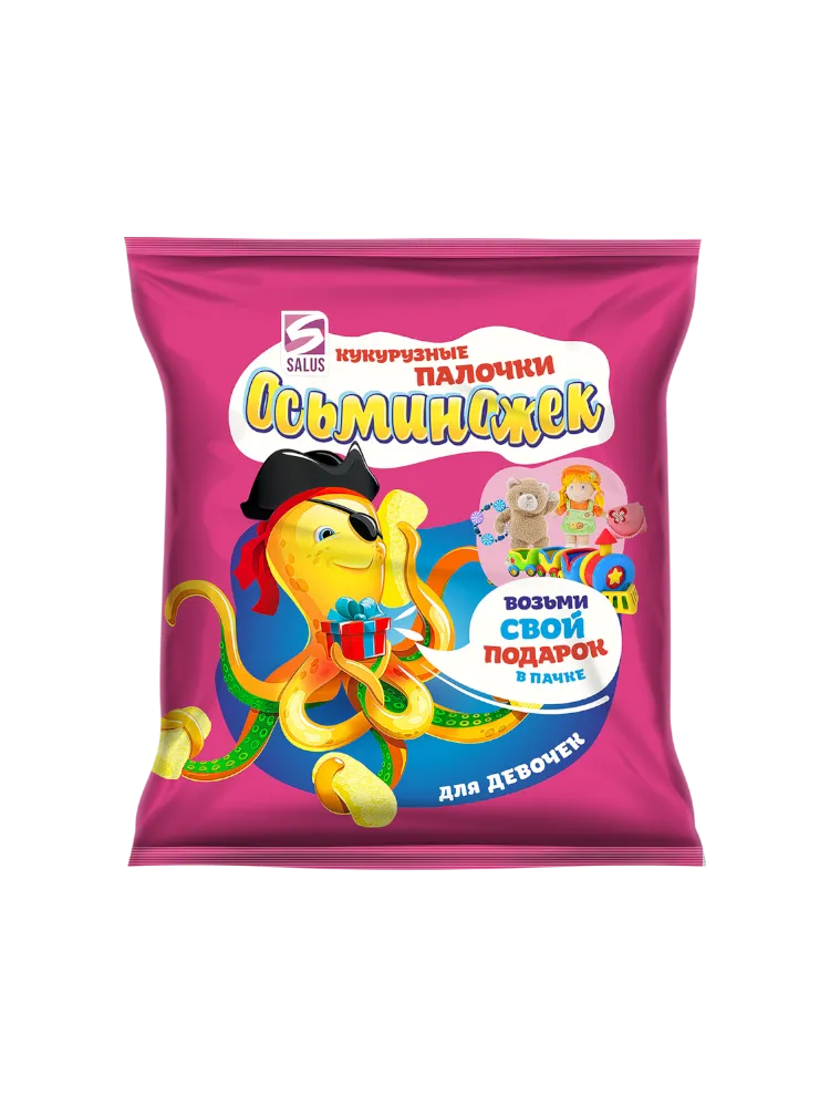 КУКУРУЗНЫЕ ПАЛОЧКИ ОСЬМИНОЖЕК 100Г С ИГРУШКОЙ Д/ДЕВ