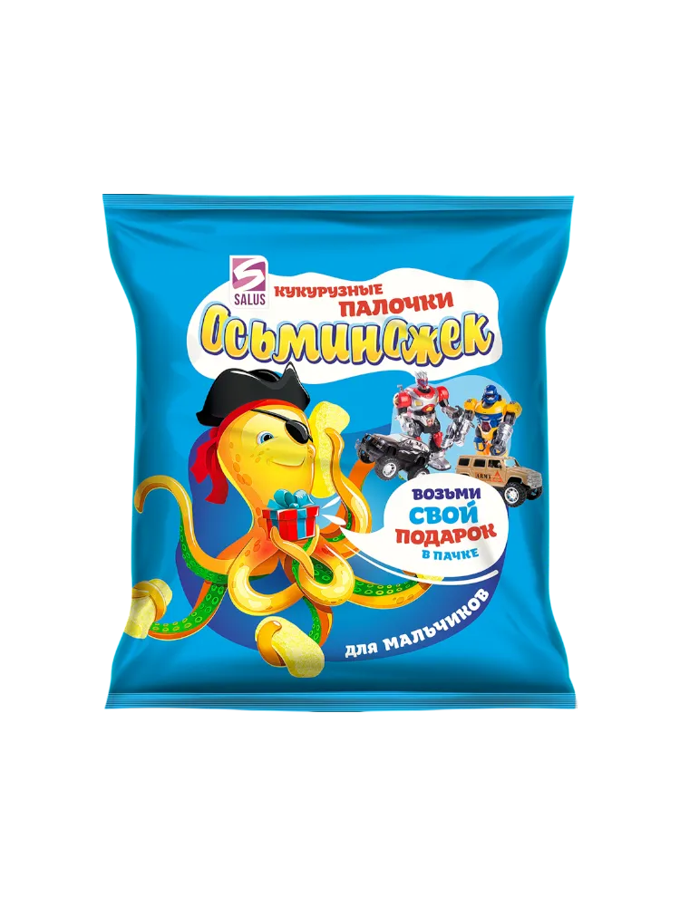 КУКУРУЗНЫЕ ПАЛОЧКИ ОСЬМИНОЖЕК 100Г С ИГРУШКОЙ Д/МАЛ