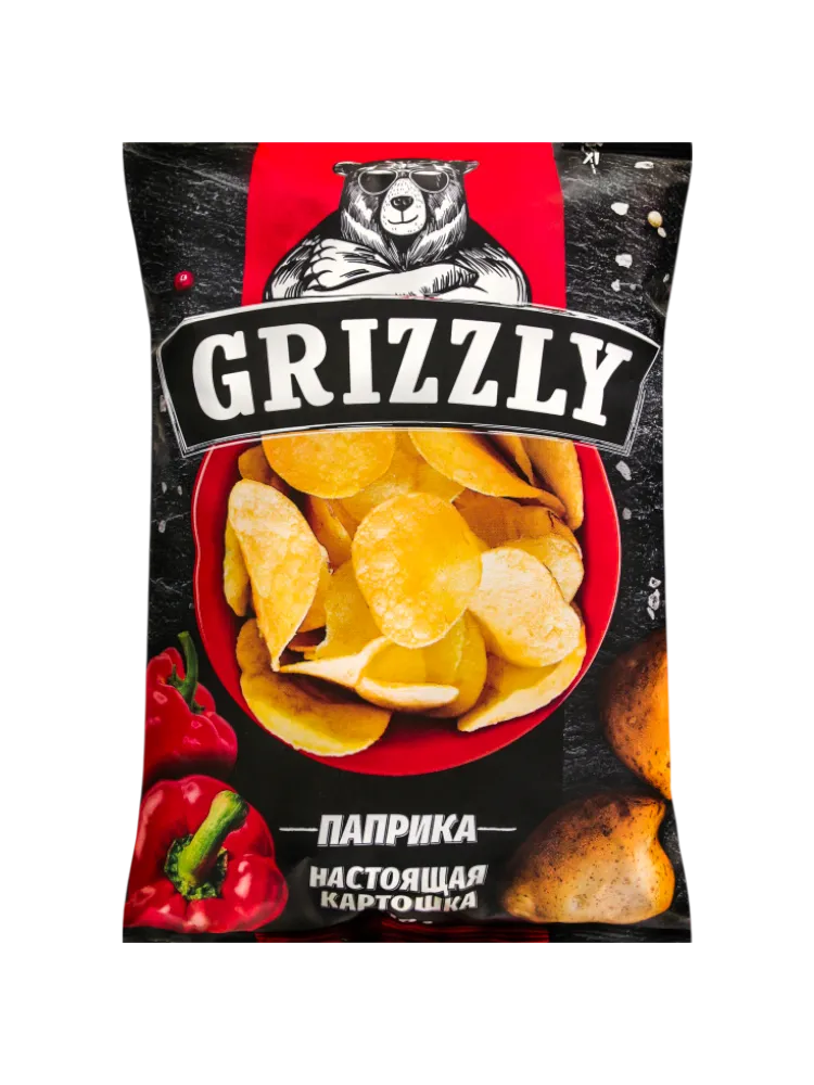ЧИПСЫ GRIZZLY НАТУРАЛЬНЫЕ ПАПРИКА 110 ГР 