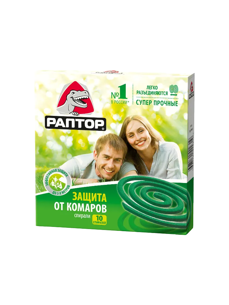 СПИРАЛЬ РАПТОР ОТ КОМАРОВ Б/ЗАПАХА 10ШТ