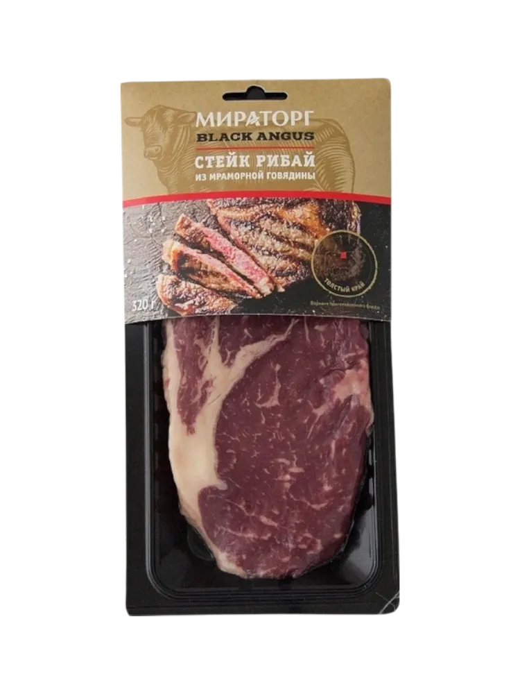 СТЕЙК МИРАТОРГ 320Г РИБАЙ ГОВЯЖИЙ Б/К ЗАМ