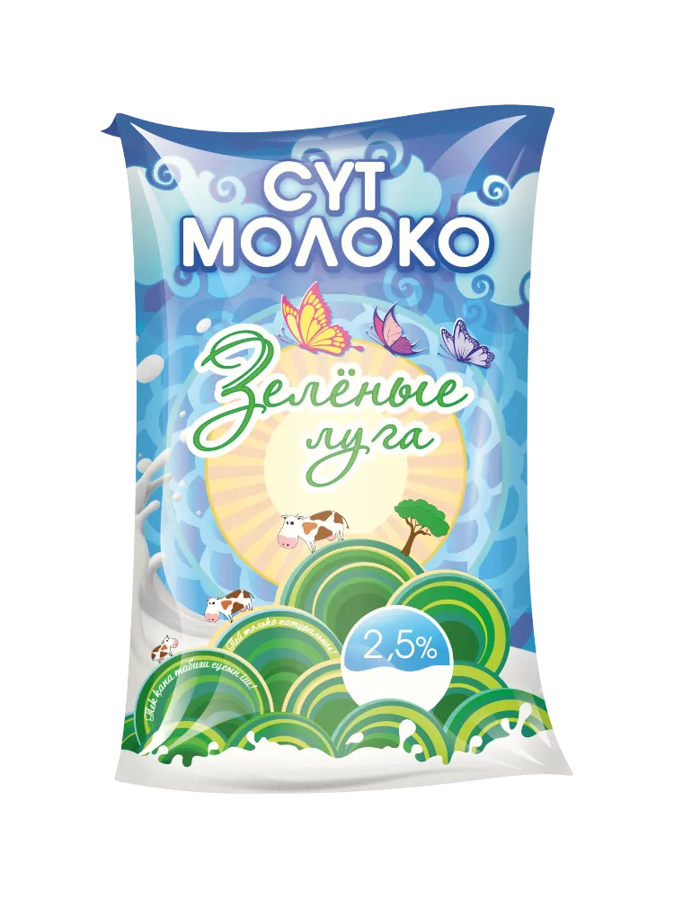 МОЛОКО ЗЕЛЕНЫЕ ЛУГА 900Г ПАСТЕРИЗОВАННОЕ 2,5%