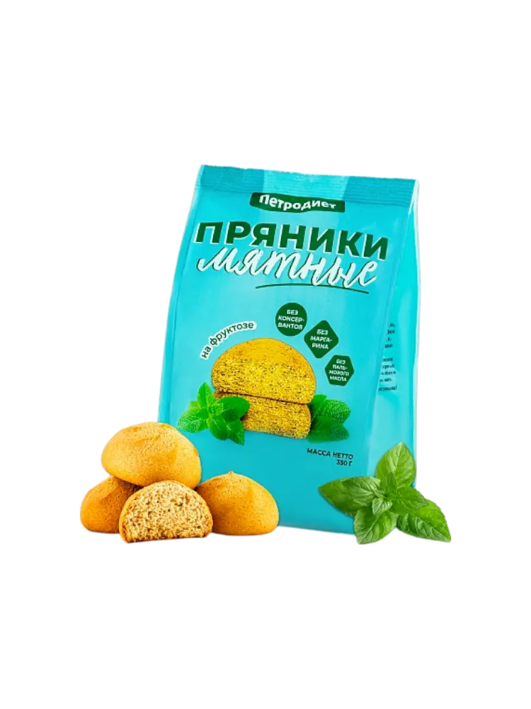 ПРЯНИКИ ПЕТРОДИЕТ 350Г МЯТНЫЕ НА ФРУКТОЗЕ