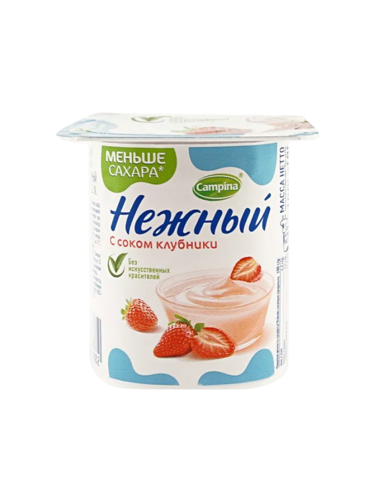 ЙОГУРТ CAMPINA НЕЖНЫЙ ЛАЙТ 95Г 0.1% КЛУБНИКА