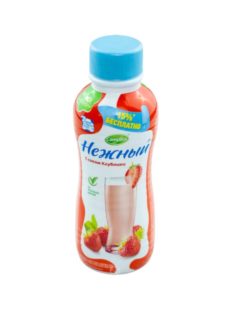 ЙОГУРТ CAMPINA НЕЖНЫЙ 420Г 0,1% С СОКОМ КЛУБНИКИ