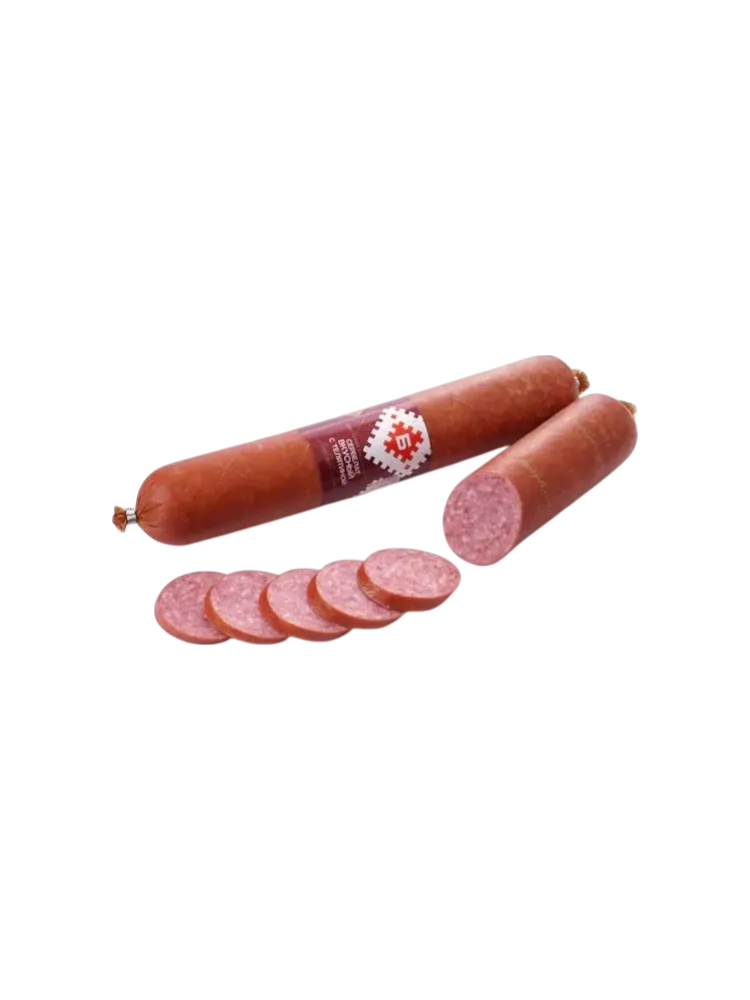КОЛБАСА СЕРВЕЛАТ ВКУСНЫЙ С ТЕЛЯТИНОЙ В/К