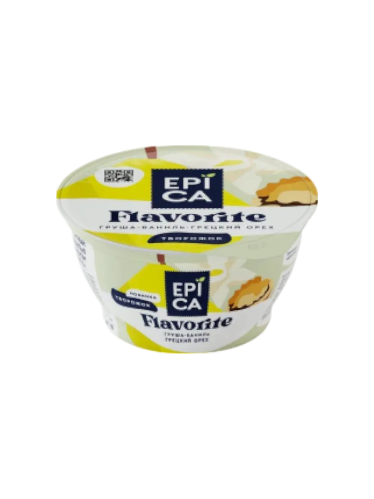 ТВОРОЖОК EPICA FLAVORITE 130Г С ГРУШЕЙ ВАНИЛЬЮ И ГРЕЦ ОРЕХОМ 8,0%