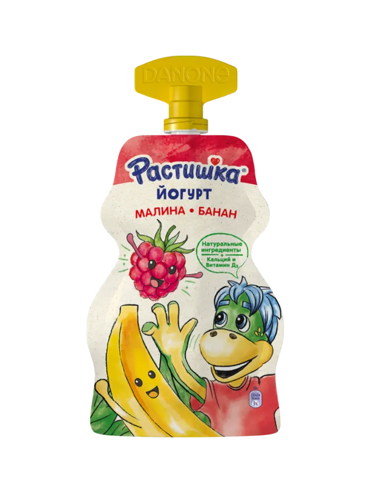 ЙОГУРТ РАСТИШКА 70Г МАЛИНА/БАНАН ПАУЧ