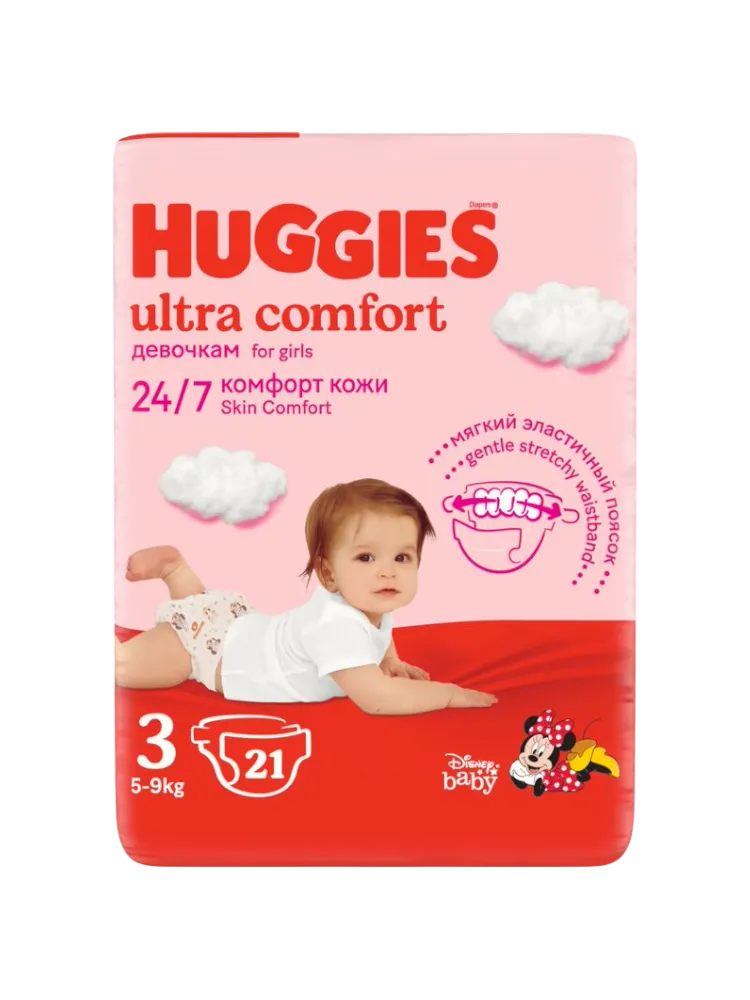 ПОДГУЗНИК HUGGIES UC CONV 3 5-9КГ 21ШТ GIRL.