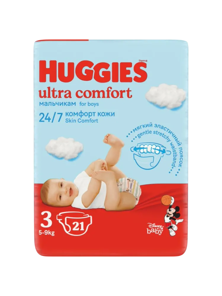 ПОДГУЗНИК HUGGIES UC CONV 3 5-9КГ 21ШТ BOY