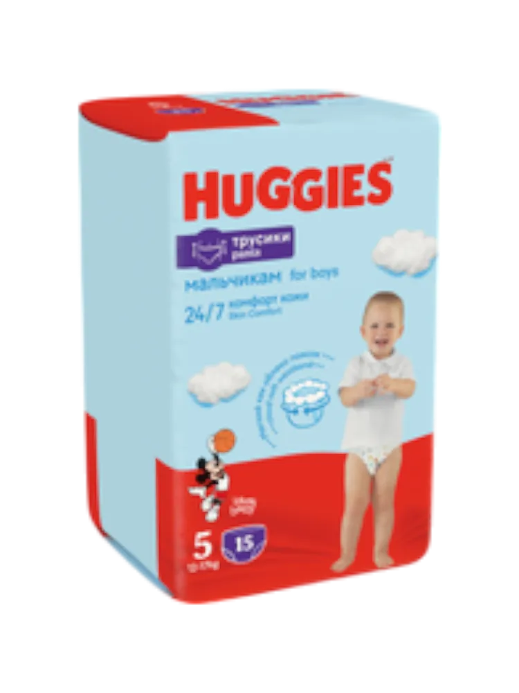 ПОДГУЗНИК HUGGIES LITTLE WALKERS 5 CONV 15ШТ Д/МАЛЬЧИКОВ ТРУСИКИ