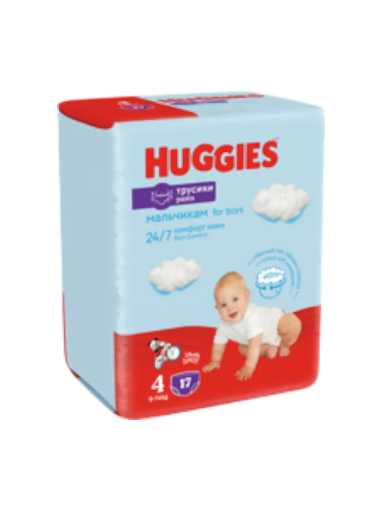 ПОДГУЗНИК HUGGIES LITTLE WALKERS 4 CONV 17ШТ Д/МАЛЬЧИКОВ ТРУСИКИ