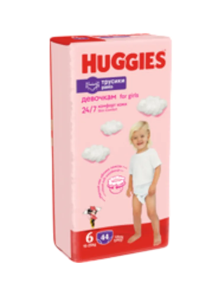 ПОДГУЗНИК HUGGIES PANTS 6 16-22КГ 44ШТ Д/ДЕВ