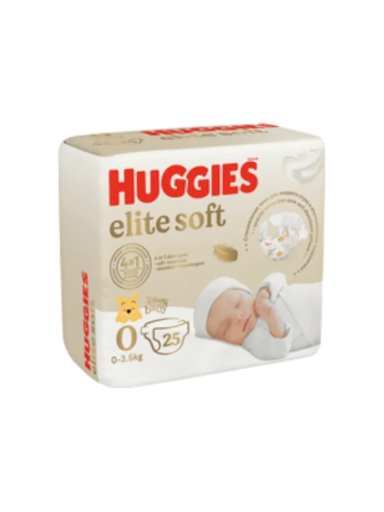 ПОДГУЗНИКИ HUGGIES ELITE SOFT 0+ CONV 3.5КГ 25ШТ