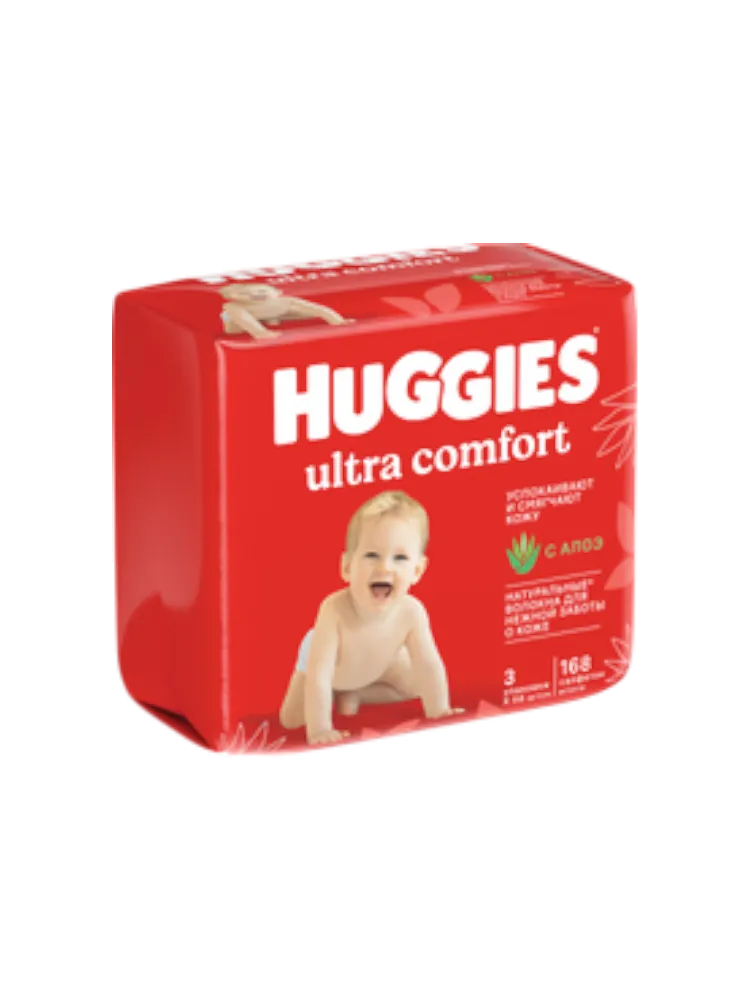 САЛФЕТКИ ВЛАЖ HUGGIES TRIPLO КОМФОРТ АЛОЭ 3*56ШТ ДЕТ 