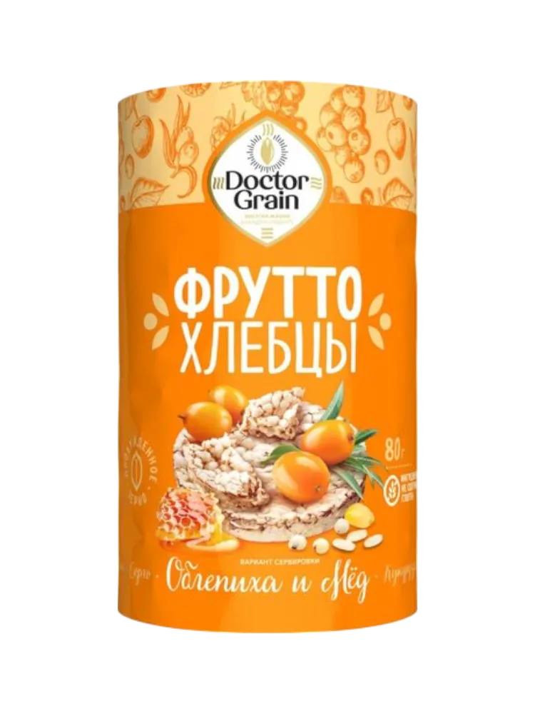 ХЛЕБЦЫ ХРУСТЯЩИЕ ФРУТТО 80Г  ОБЛЕПИХА И МЕД 