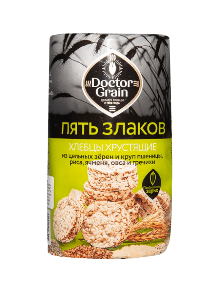 ХЛЕБЦЫ ДОКТОР ГРАИН 80Г ХРУСТЯЩИЕ 5 ЗЛАКОВ 