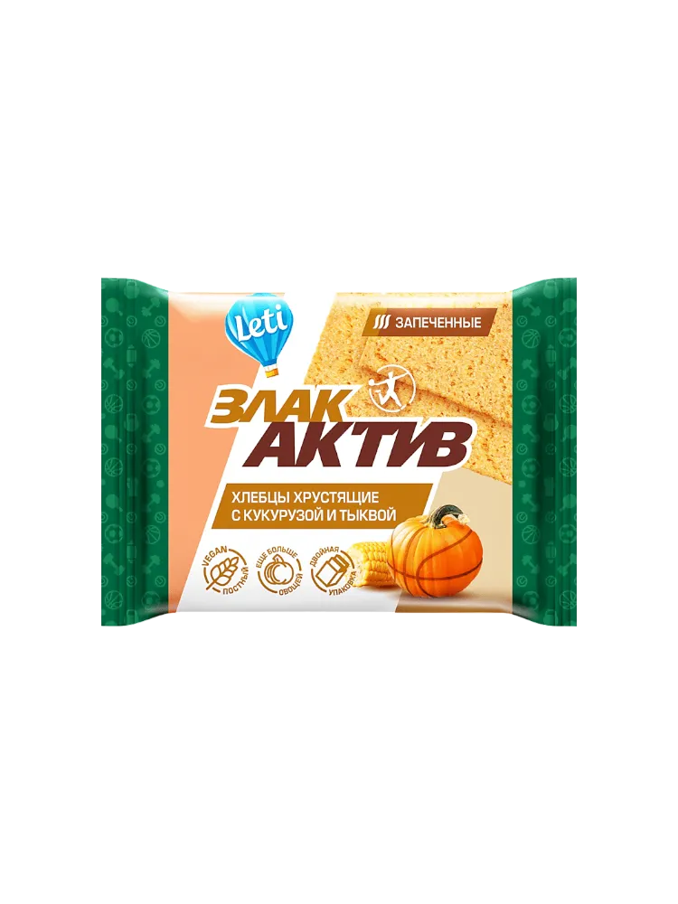 ХЛЕБЦЫ  LETI ЗЛАК АКТИВ  60Г С КУКУРУЗОЙ И ТЫКВОЙ  