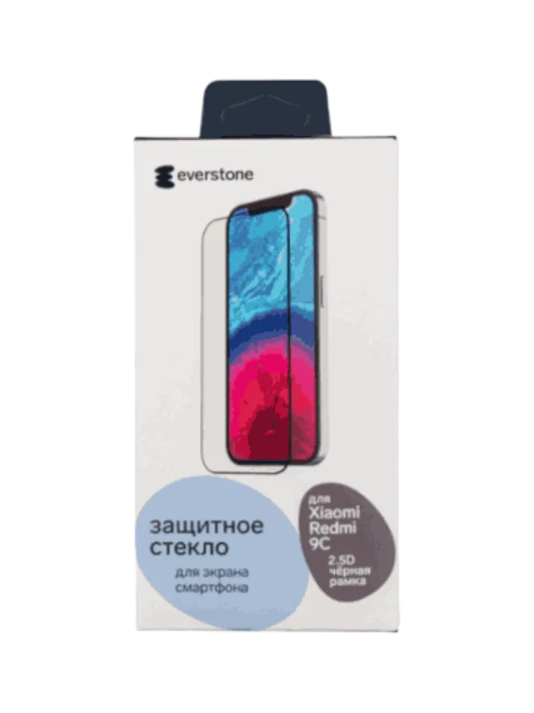 Простое стекло Everstone 2,5D FG для Xiaomi Redmi 9C черная рамка