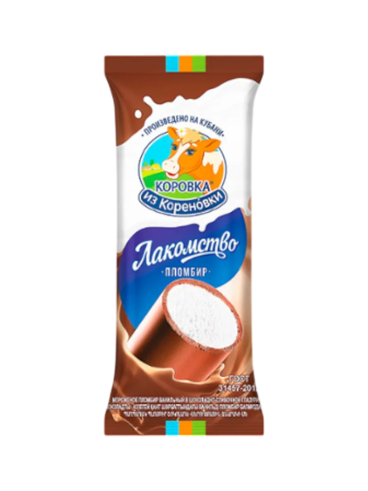 МОРОЖ КОРОВКА ИЗ КОРЕНОВКИ 90Г ТРУБОЧКА ВАНИЛЬ В ШОК/СЛИВ.ГЛ