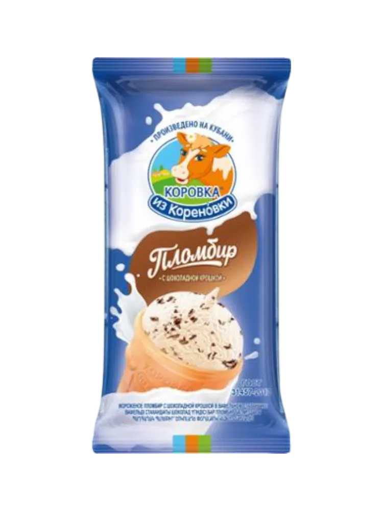 МОРОЖ КОРОВКА ИЗ КОРЕНОВКИ 80Г ПЛОМБИР С ШОК. КРОШКОЙ СТАК