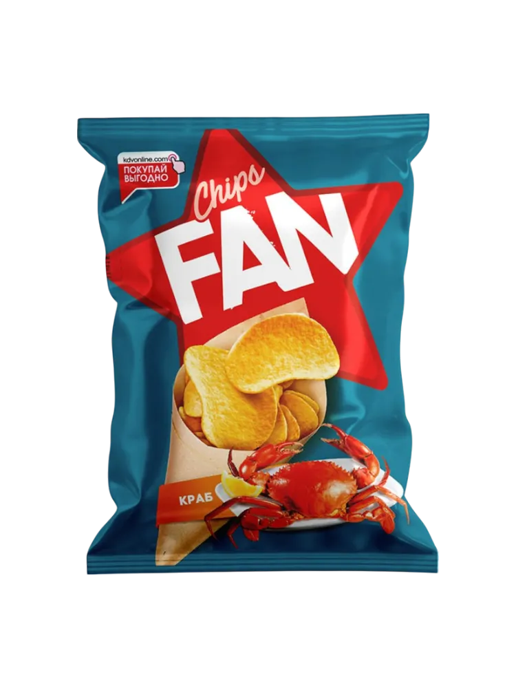 ЧИПСЫ FAN КАРТОФЕЛЬНЫЕ КРАБ 120Г (10)
