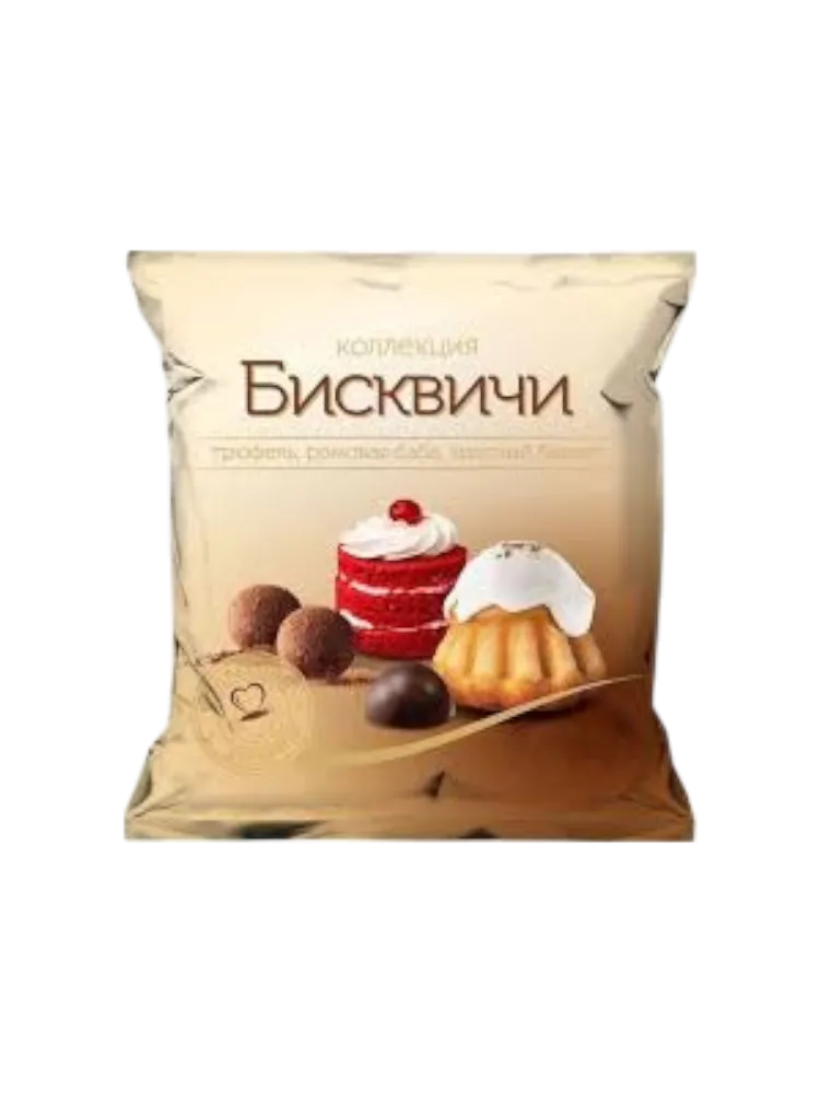 КОНФЕТЫ БИСКВИЧИ 150Г АССОРТИ ТРЮФЕЛЬ/КРАСНЫЙ БАРХАТ/РОМОВАЯ БАБА(14)