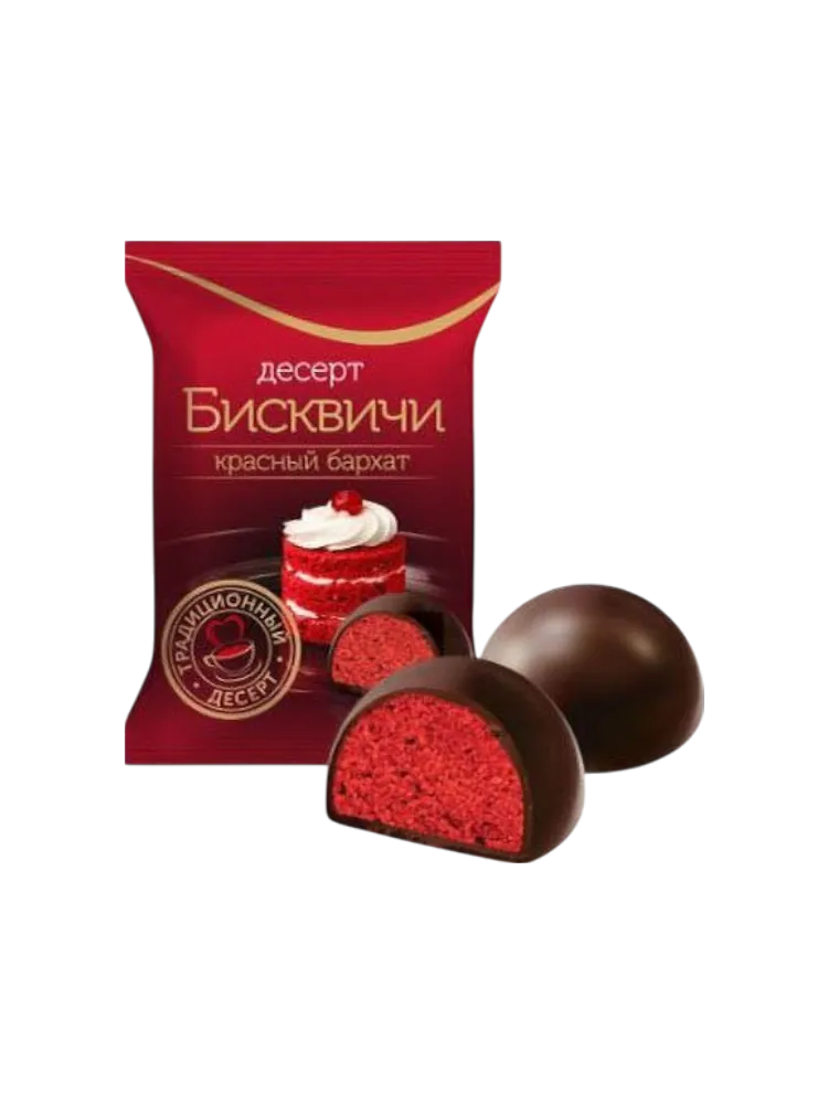 КОНФЕТЫ БИСКВИЧИ 150Г КРАСНЫЙ БАРХАТ В ШОК ГЛАЗУРИ(14) - фото 1